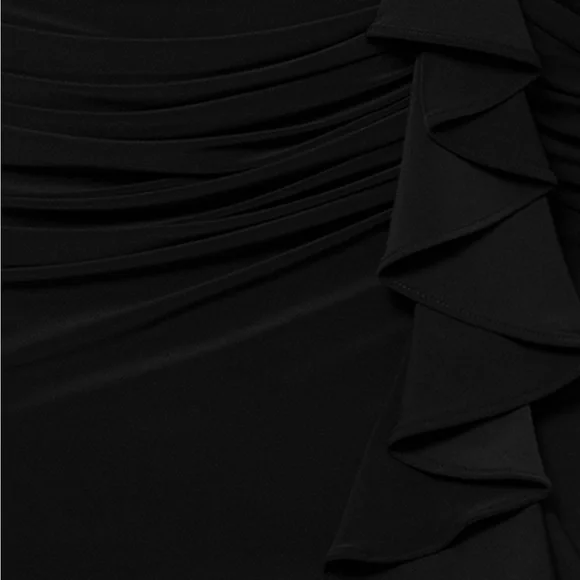 Betsy & Adam Black Ruched V-Neck Maxi Dress